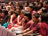 The students listen attentively to the author. © Bruce Matsunaga