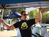 Presenter Steven Riley prepares his canopy. © Robert Gary