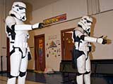 Two members of the 501st Stormtrooper Legion (TK-2035 and TD-0013) came to protect the students from super villains. © Denise Gary