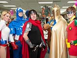 Leaders of Arizona Avengers and Justice League Arizona: AZ Powergirl, Steve Rogers, Billy Kaplan, Dustin Dial, and AZ Robin © Bruce Matsunaga